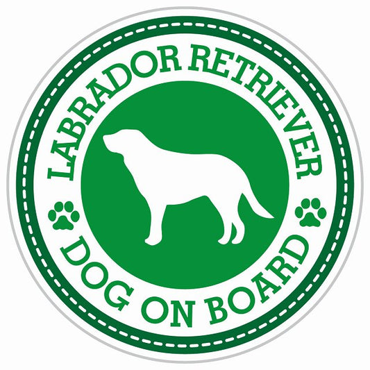 Dog on board LABRADOR RETRIEVER ラブラドルレトリバー グリーン 肉球マーク 直径13cm 丸型 シール カーステッカー