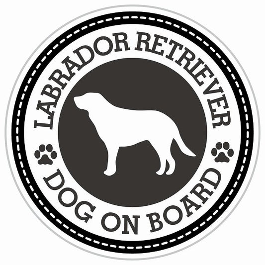 Dog on board LABRADOR RETRIEVER ラブラドルレトリバー ブラック 肉球マーク 直径13cm 丸型 シール カーステッカー