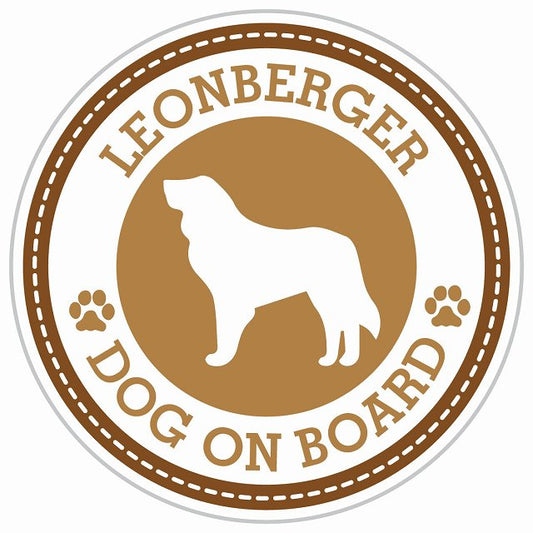 Dog on board LEONBERGER レオンベルガー ブラウン 肉球マーク 直径13cm 丸型 シール カーステッカー