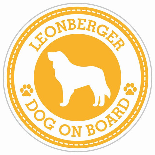 Dog on board LEONBERGER レオンベルガー イエロー 肉球マーク 直径13cm 丸型 シール カーステッカー