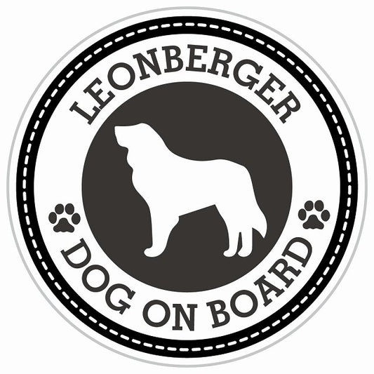 Dog on board LEONBERGER レオンベルガー ブラック 肉球マーク 直径13cm 丸型 シール カーステッカー