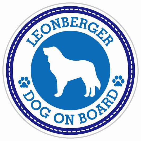 Dog on board LEONBERGER レオンベルガー ブルー 肉球マーク 直径13cm 丸型 シール カーステッカー