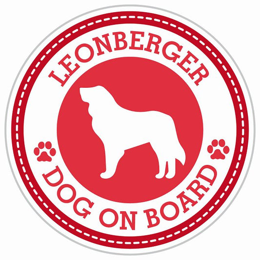 Dog on board LEONBERGER レオンベルガー レッド 肉球マーク 直径13cm 丸型 シール カーステッカー