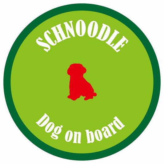 カラフル Dog on board 丸型 シュナプー ライトグリーン&グリーン 直径13cm シール カーステッカー
