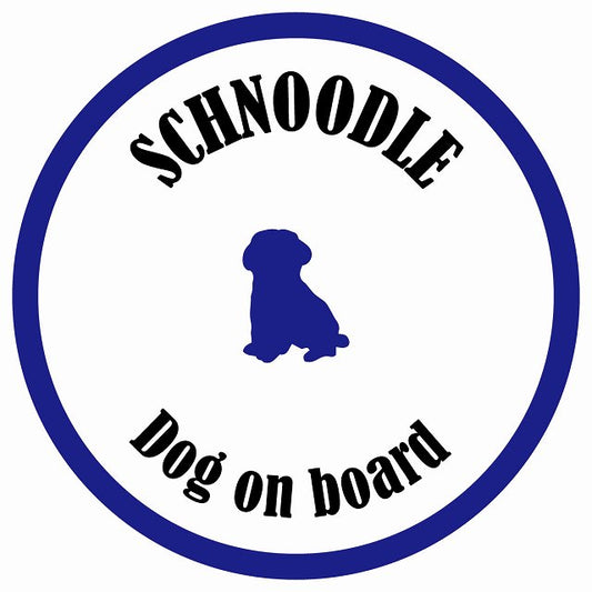 カラフル Dog on board 丸型 シュナプー ホワイト&ネイビー 直径13cm シール カーステッカー