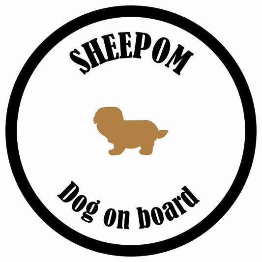 カラフル Dog on board 丸型 シーポメ ホワイト&ブラック 直径13cm シール カーステッカー
