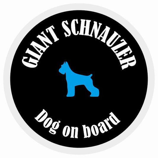 カラフル Dog on board 丸型 ジャイアントシュナウザー ブラック&ホワイト 直径13cm シール カーステッカー