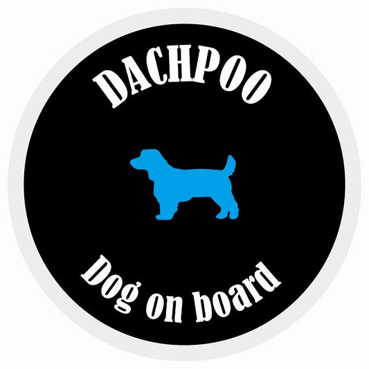カラフル Dog on board 丸型 ダップー ブラック&ホワイト 直径13cm シール カーステッカー