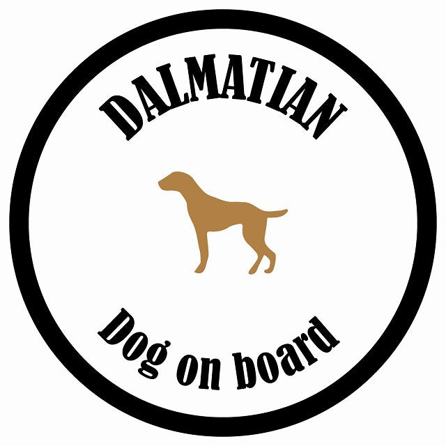 カラフル Dog on board 丸型 ダルメシアン ホワイト&ブラック 直径13cm シール カーステッカー