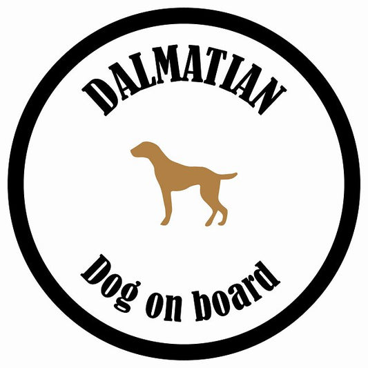 カラフル Dog on board 丸型 ダルメシアン ホワイト&ブラック 直径13cm シール カーステッカー