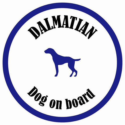 カラフル Dog on board 丸型 ダルメシアン ホワイト&ネイビー 直径13cm シール カーステッカー