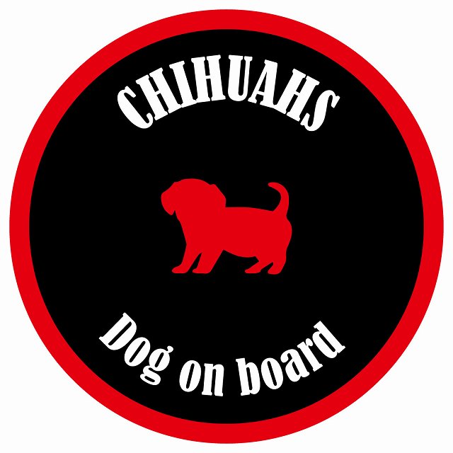 カラフル Dog on board 丸型 チワックス ブラック&レッド 直径13cm シール カーステッカー