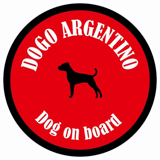 カラフル Dog on board 丸型 ドゴアルヘンティーノ レッド＆ブラック 直径13cm シール カーステッカー