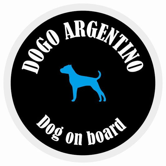 カラフル Dog on board 丸型 ドゴアルヘンティーノ ブラック&ホワイト 直径13cm シール カーステッカー