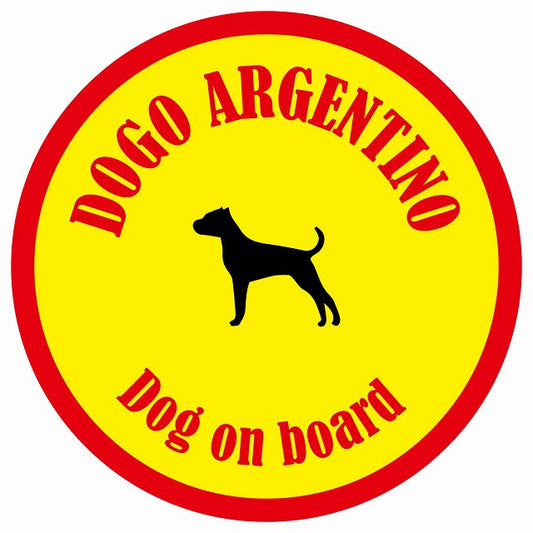 カラフル Dog on board 丸型 ドゴアルヘンティーノ イエロー&レッド 直径13cm シール カーステッカー