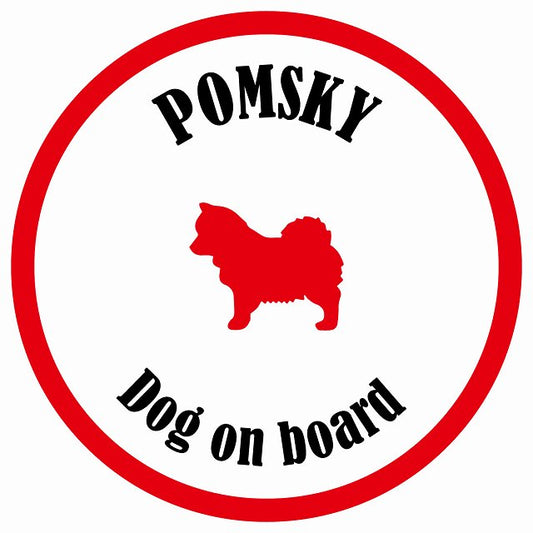 カラフル Dog on board 丸型 ポンスキー ホワイト&レッド 直径13cm