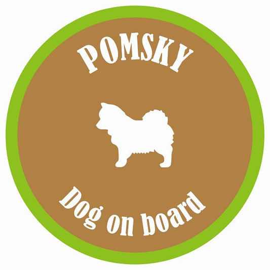 カラフル Dog on board 丸型 ポンスキー ブラウン&グリーン 直径13cm