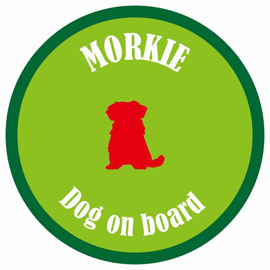 カラフル Dog on board 丸型 マルーキー ライトグリーン&グリーン 直径13cm