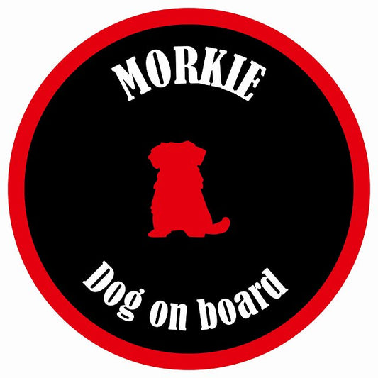 カラフル Dog on board 丸型 マルーキー ブラック&レッド 直径13cm