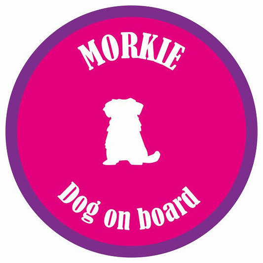 カラフル Dog on board 丸型 マルーキー ピンク&パープル 直径13cm