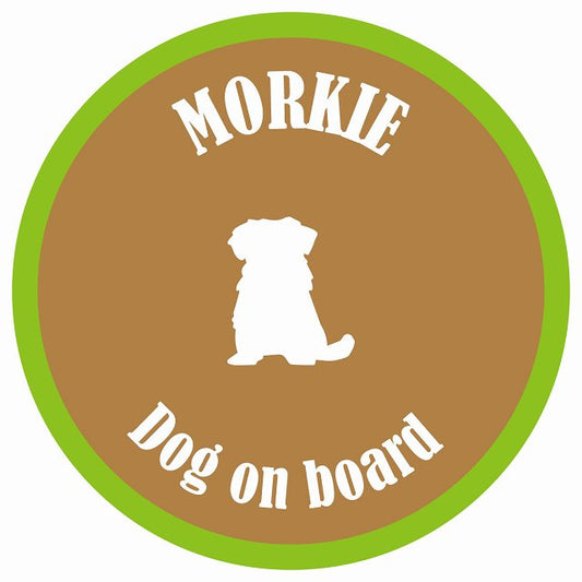 カラフル Dog on board 丸型 マルーキー ブラウン&グリーン 直径13cm