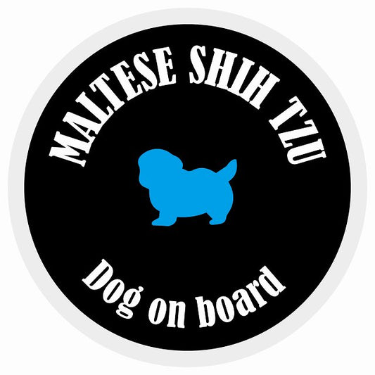 カラフル Dog on board 丸型 マルシーズー ブラック&ホワイト 直径13cm