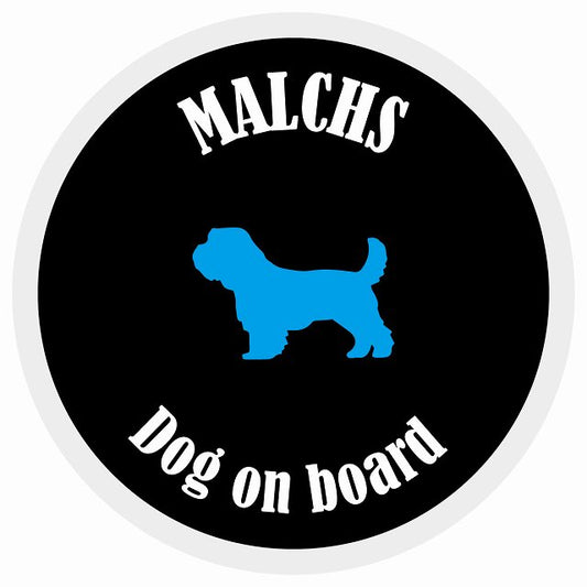 カラフル Dog on board 丸型 マルックス ブラック&ホワイト 直径13cm