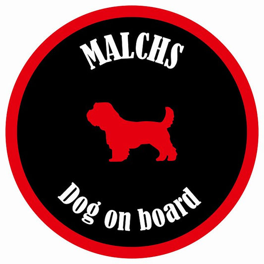 カラフル Dog on board 丸型 マルックス ブラック&レッド 直径13cm