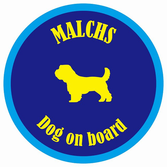 カラフル Dog on board 丸型 マルックス ネイビー&ブルー 直径13cm