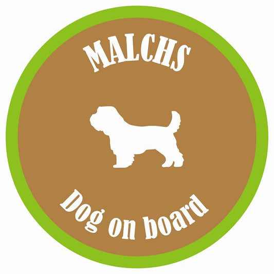 カラフル Dog on board 丸型 マルックス ブラウン&グリーン 直径13cm