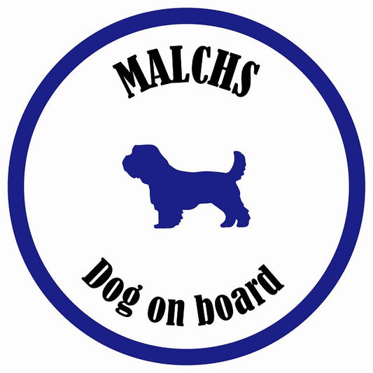 カラフル Dog on board 丸型 マルックス ホワイト&ネイビー 直径13cm