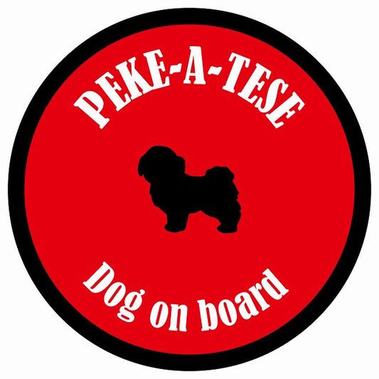 カラフル Dog on board 丸型 マルペキ レッド＆ブラック 直径13cm