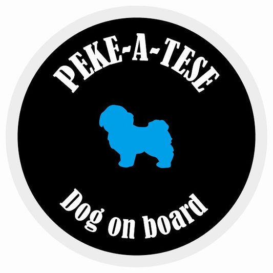 カラフル Dog on board 丸型 マルペキ ブラック&ホワイト 直径13cm