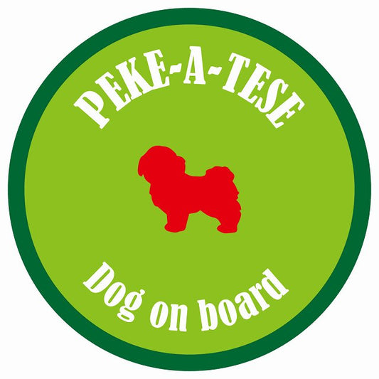 カラフル Dog on board 丸型 マルペキ ライトグリーン&グリーン 直径13cm