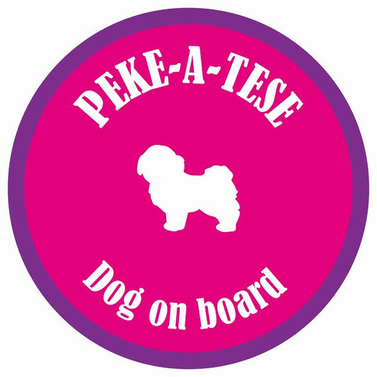 カラフル Dog on board 丸型 マルペキ ピンク&パープル 直径13cm