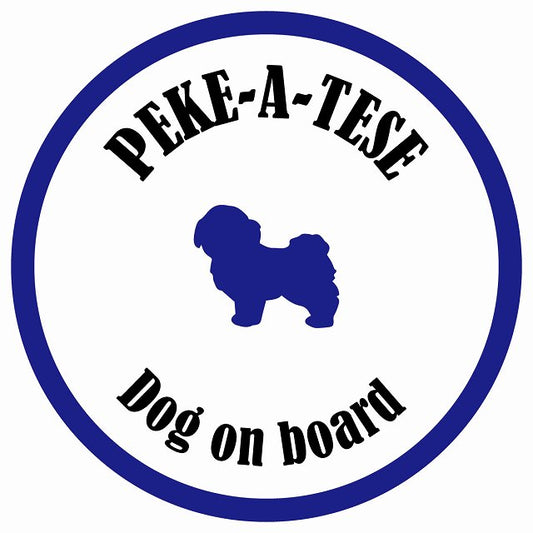 カラフル Dog on board 丸型 マルペキ ホワイト&ネイビー 直径13cm