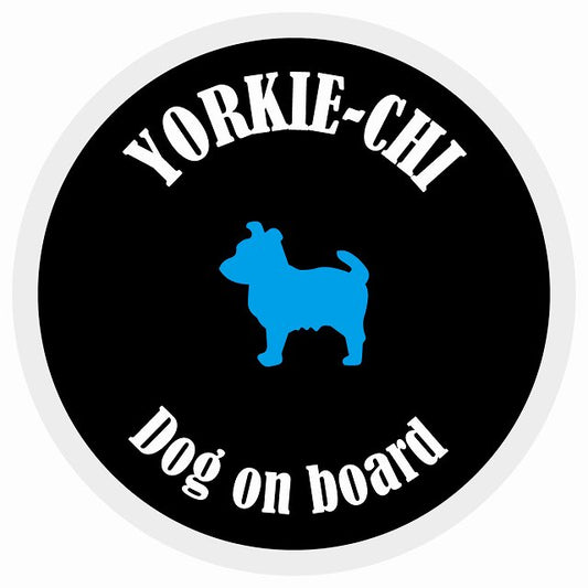カラフル Dog on board 丸型 ヨーチー ブラック&ホワイト 直径13cm