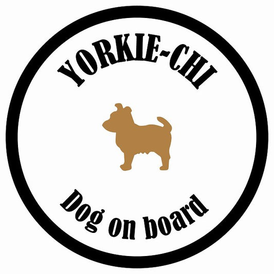 カラフル Dog on board 丸型 ヨーチー ホワイト&ブラック 直径13cm