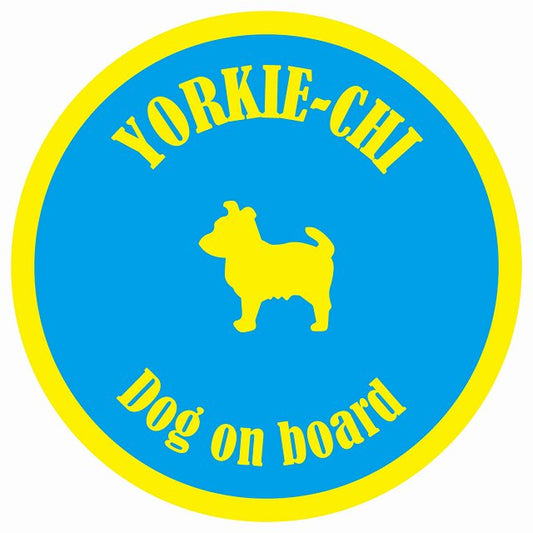 カラフル Dog on board 丸型 ヨーチー ブルー&イエロー 直径13cm