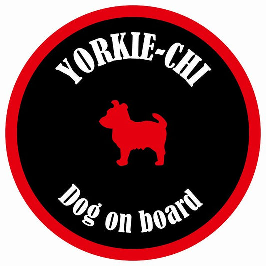 カラフル Dog on board 丸型 ヨーチー ブラック&レッド 直径13cm