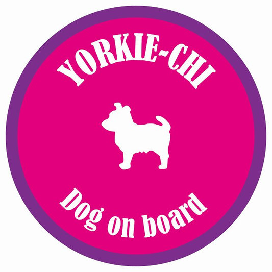 カラフル Dog on board 丸型 ヨーチー ピンク&パープル 直径13cm