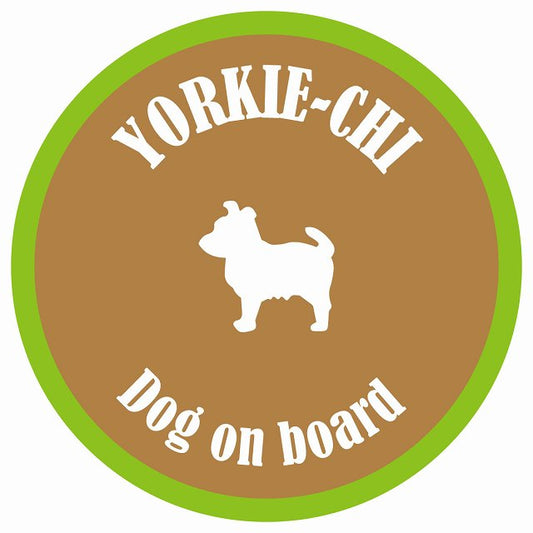 カラフル Dog on board 丸型 ヨーチー ブラウン&グリーン 直径13cm