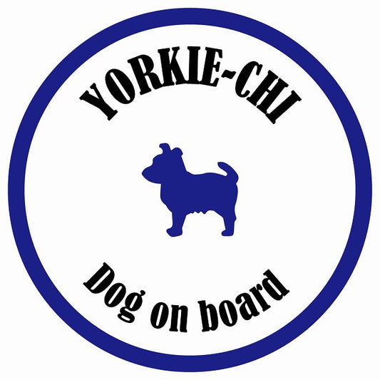 カラフル Dog on board 丸型 ヨーチー ホワイト&ネイビー 直径13cm