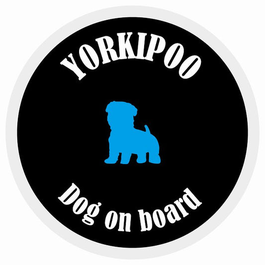 カラフル Dog on board 丸型 ヨープー ブラック&ホワイト 直径13cm