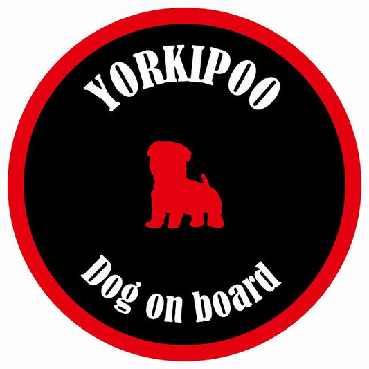 カラフル Dog on board 丸型 ヨープー ブラック&レッド 直径13cm