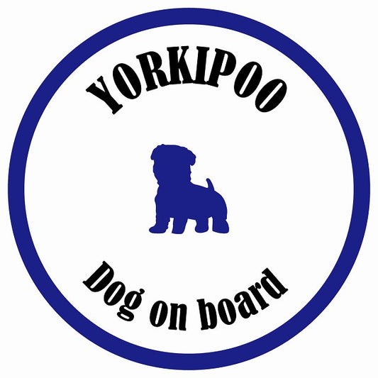 カラフル Dog on board 丸型 ヨープー ホワイト&ネイビー 直径13cm