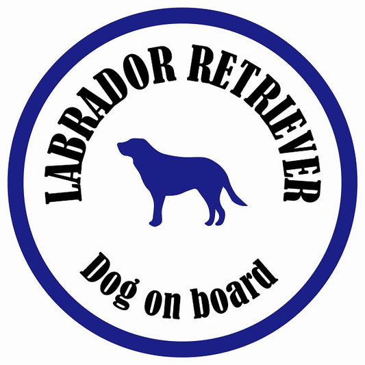 カラフル Dog on board 丸型 ラブラドルレトリバー ホワイト&ネイビー 直径13cm