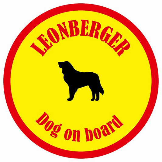 カラフル Dog on board 丸型 レオンベルガー イエロー&レッド 直径13cm