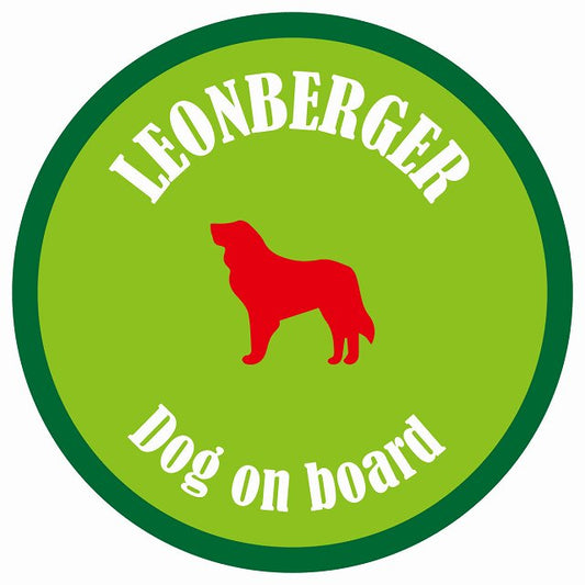 カラフル Dog on board 丸型 レオンベルガー ライトグリーン&グリーン 直径13cm