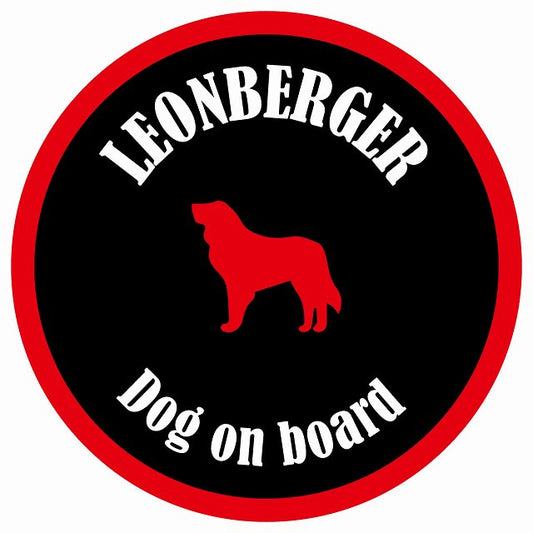 カラフル Dog on board 丸型 レオンベルガー ブラック&レッド 直径13cm